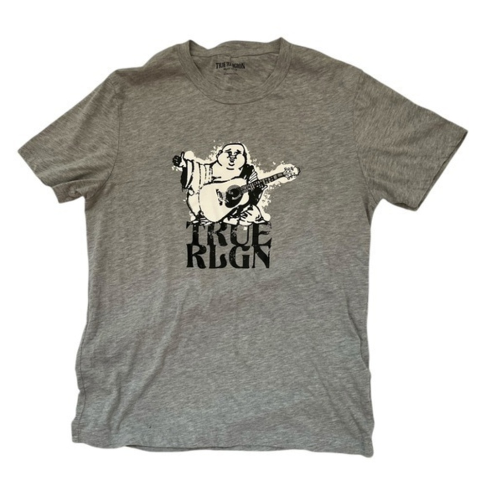 True Religion Buddha Gray T Shirt Small short sleeve logo